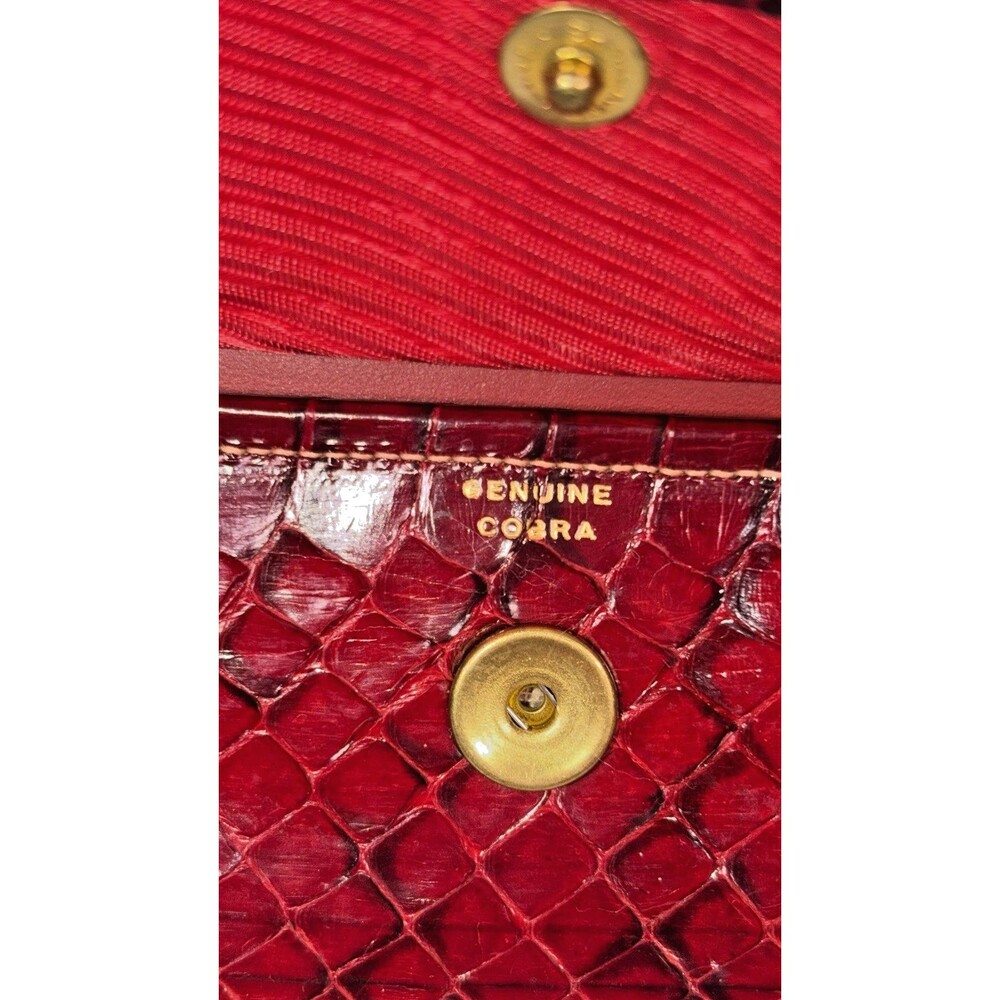 Vintage Baronet Genuine Cobra Snakeskin Red Wallet Clutch Checkbook Purse - Picture 11 of 16